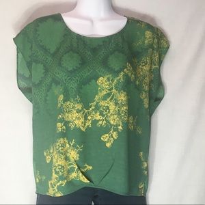 Cabi green and yellow boxy top